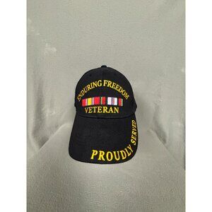 Enduring Freedom Veteran Black Cap Adjustable Embroidered Adjustable OS New